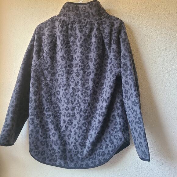 J Crew Quilted Button-Neck Sherpa Tunic Leopard Print Pullover Women's Size S - Picture 2 of 8